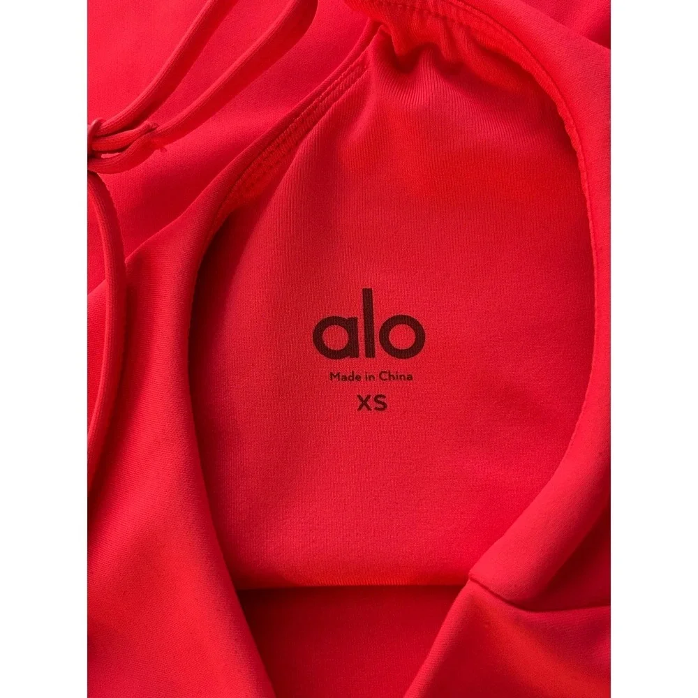 Alo Yoga Airlift Plie Bodysuit Neon Pink One Shoulder Womens XS (1215)